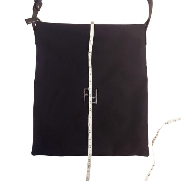 Fendi Zucca Shoulder Bag Black Nylon Canvas FF Logo Vintage - Picture 3 of 7